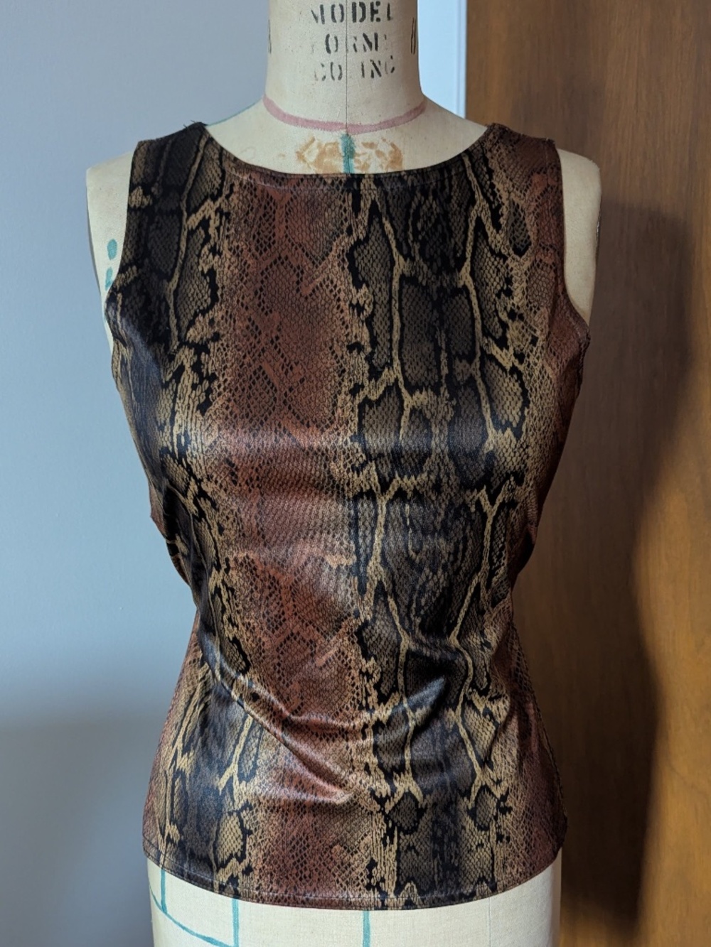 Vintage Faux-Snake Backless Top